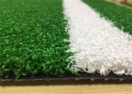 Short Curly Artificial Grass for Gate Ball Playground. 20mm 7600d,high density,olive green+white sports field